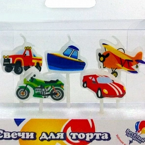 Набор свечей Фигура, Техника, 3*2+4,5 см, 5 шт. с держателями