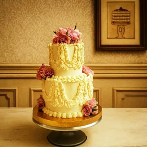 Торт свадебный с цветами